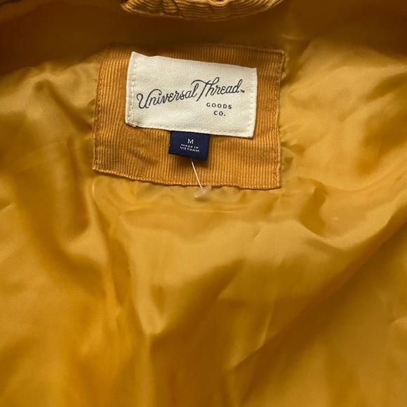 NWOT Quilted Collarless Corduroy Mustard Yellow Jacket - Picture 10 of 11